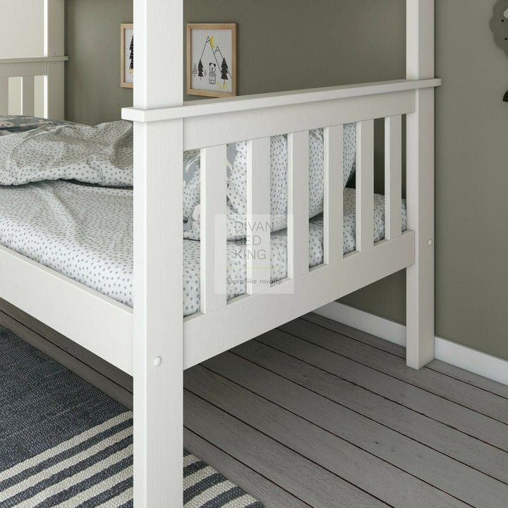 Columbus Detachable White Wooden Bunk Bed