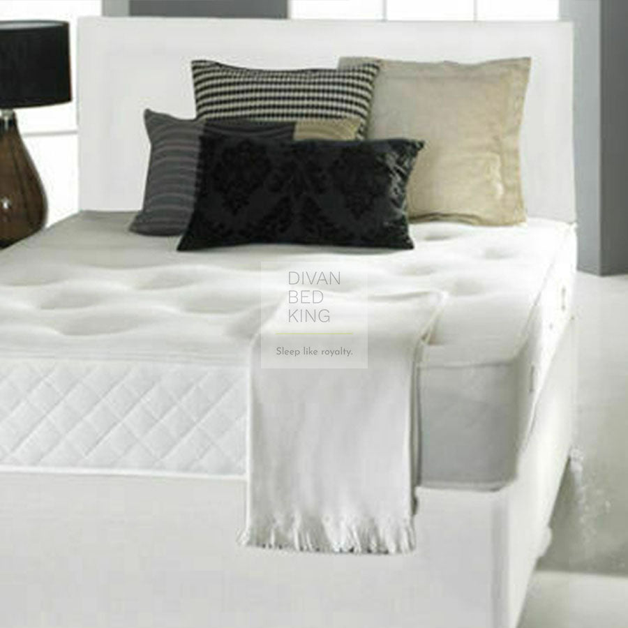 Arlington White Leather Divan Bed with Cooling Gel Spring Memory Mattress Options