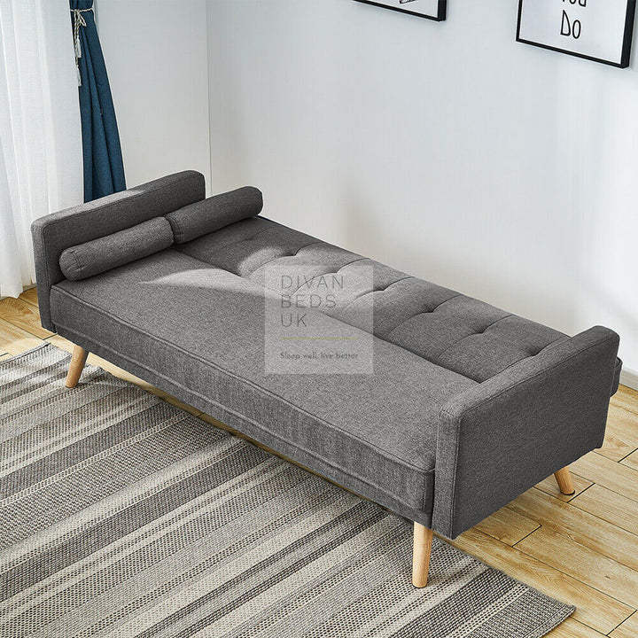 Prince Dark Grey Linen 3 Seater Sofa Bed with Cushions