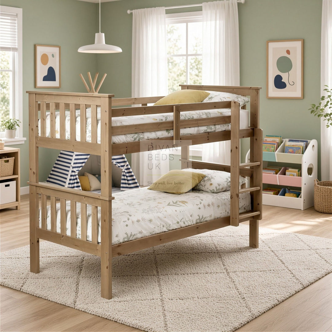 Columbus Detachable Natural Pine Wooden Bunk Bed