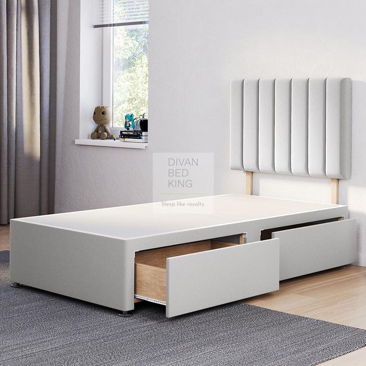 Capri Light Grey Reinforced Divan Bed Base with Panel Headboard