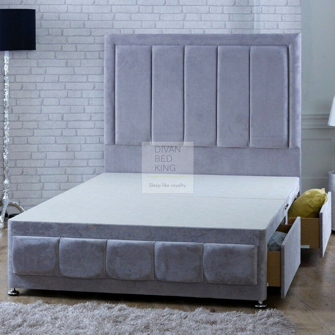 Kalkan Brushed Cotton Divan Bed Base with Floor Standing Headboard Option