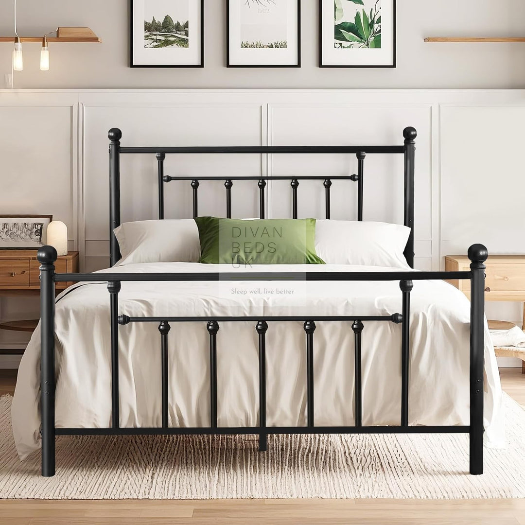 Trapani Black Metal Bed Frame & Optional Drawers