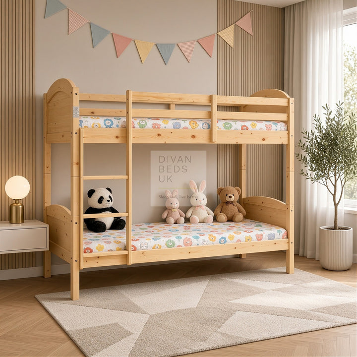 Columbus Detachable Natural Pine Wooden Bunk Bed