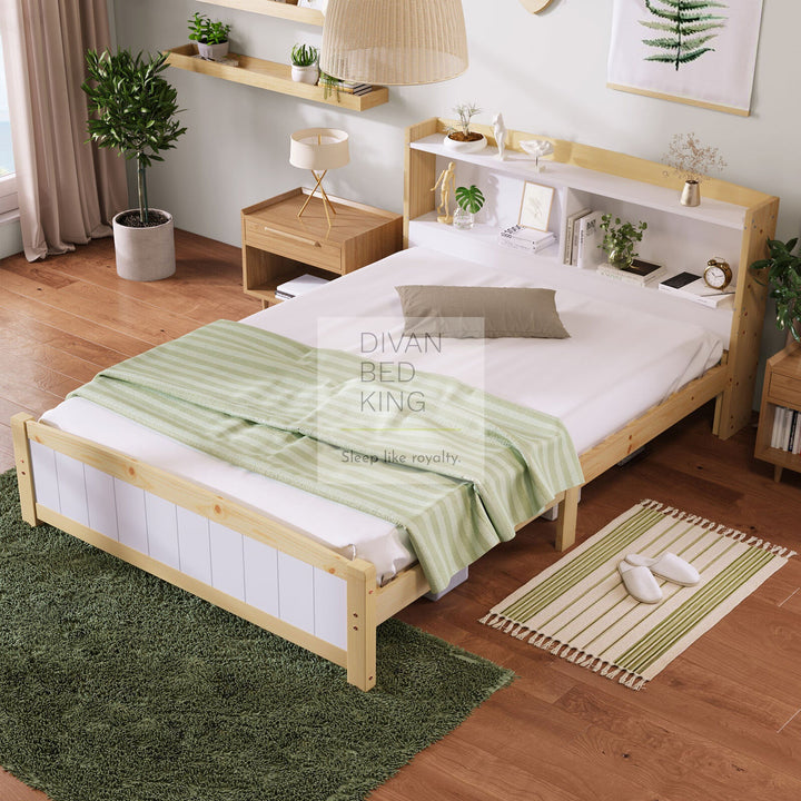 Karisma 4ft6 Double Solid Wooden Bed with Shelves