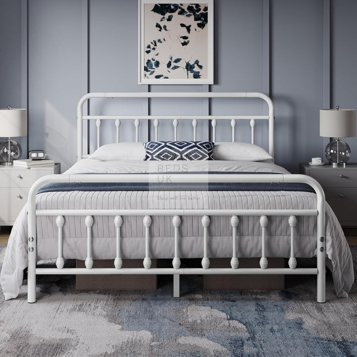 Victorian White Metal Hospital Vintage Style Bed Frame
