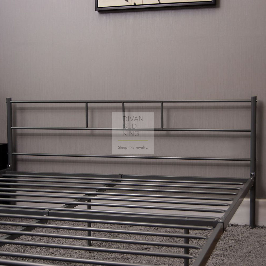 Dravos Grey Metal Bed Frame With Drawer Options