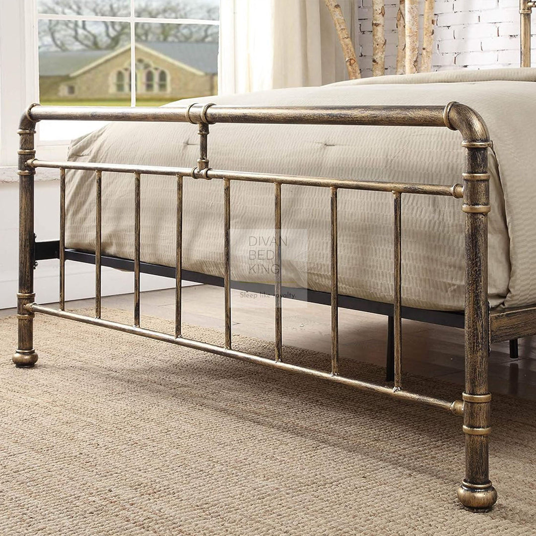 Silas Antique Brass Metal Hospital Style Bed Frame