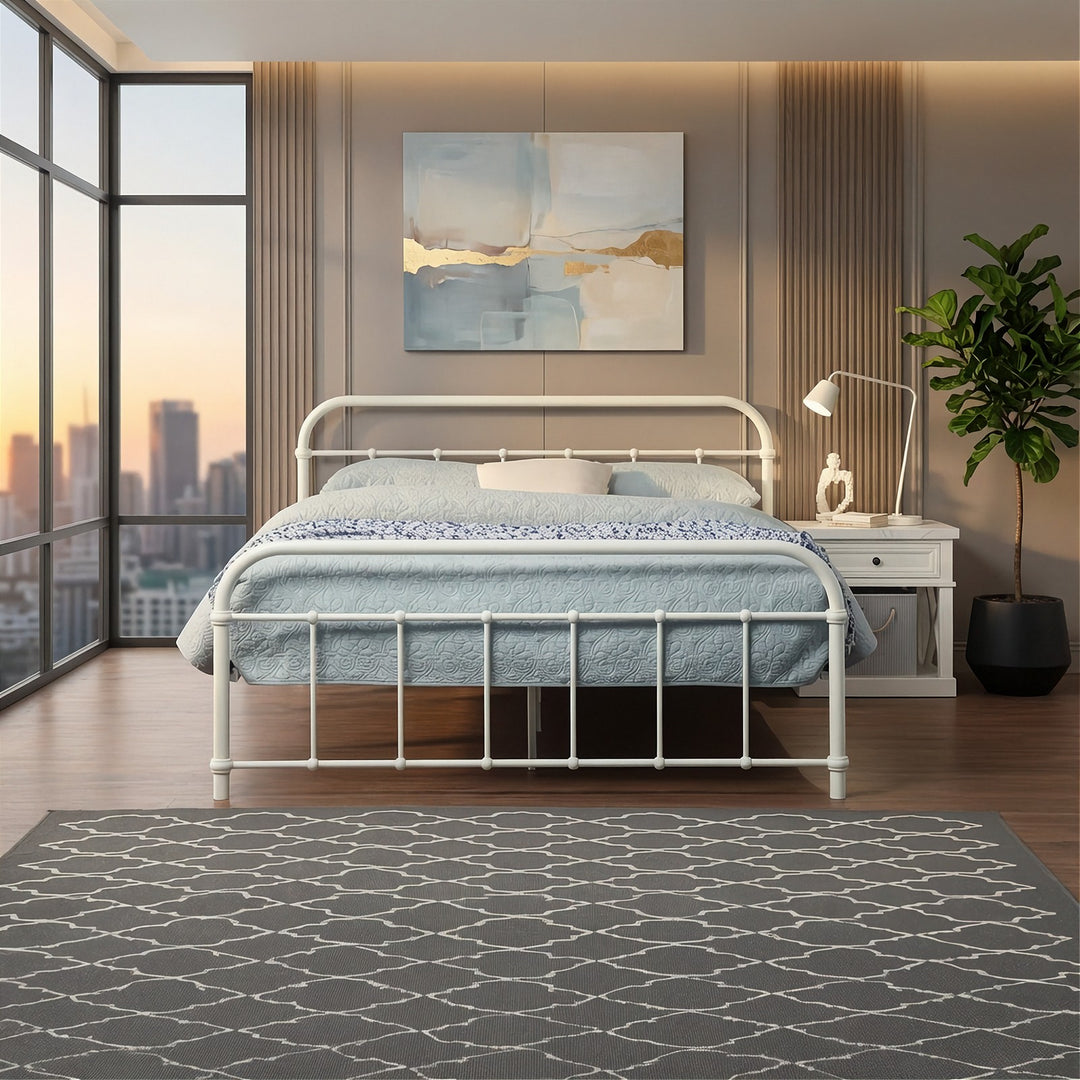 Regent White Metal Hospital Style Bed Frame