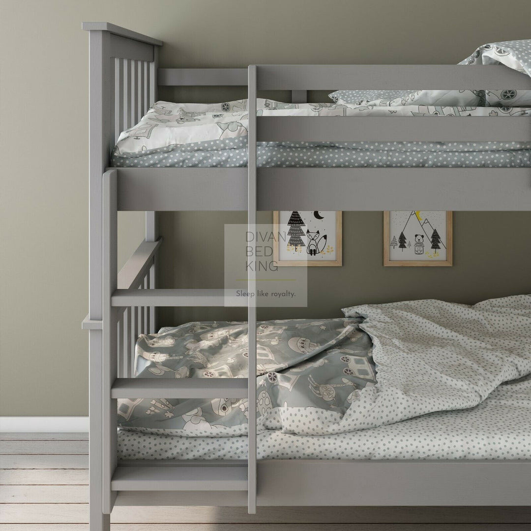 Columbus Detachable Grey Wooden Bunk Bed