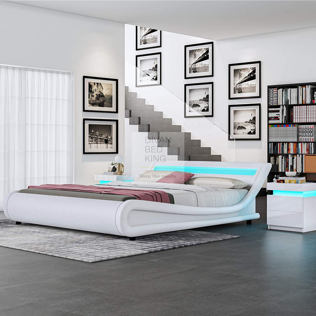 Volo LED Italian Modern Leather Bed