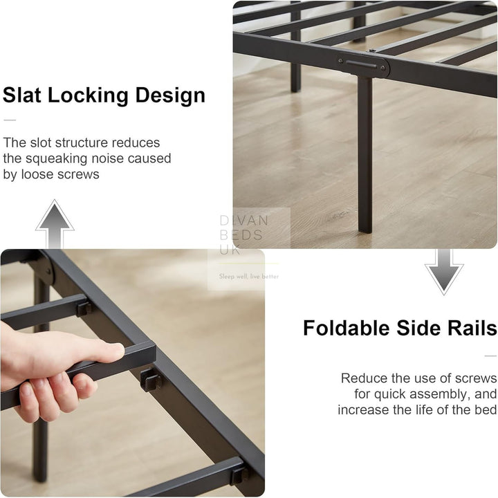 Trapani Black Metal Bed Frame & Optional Drawers