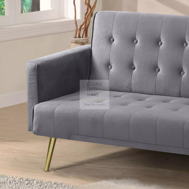 Sterling Grey Plush Velvet 3 Seater Sofa Bed