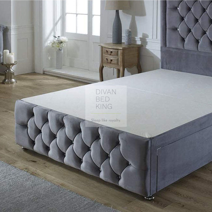 Jagor Divan Bed Base with Tall Button Headboard and Footboard