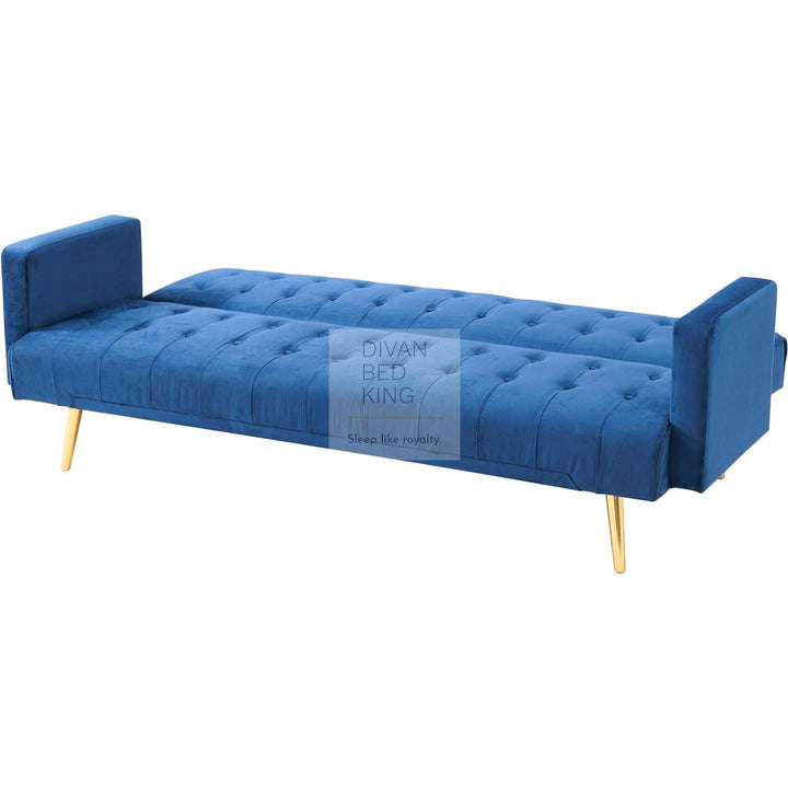 Sterling Sapphire Blue Plush Velvet 3 Seater Sofa Bed