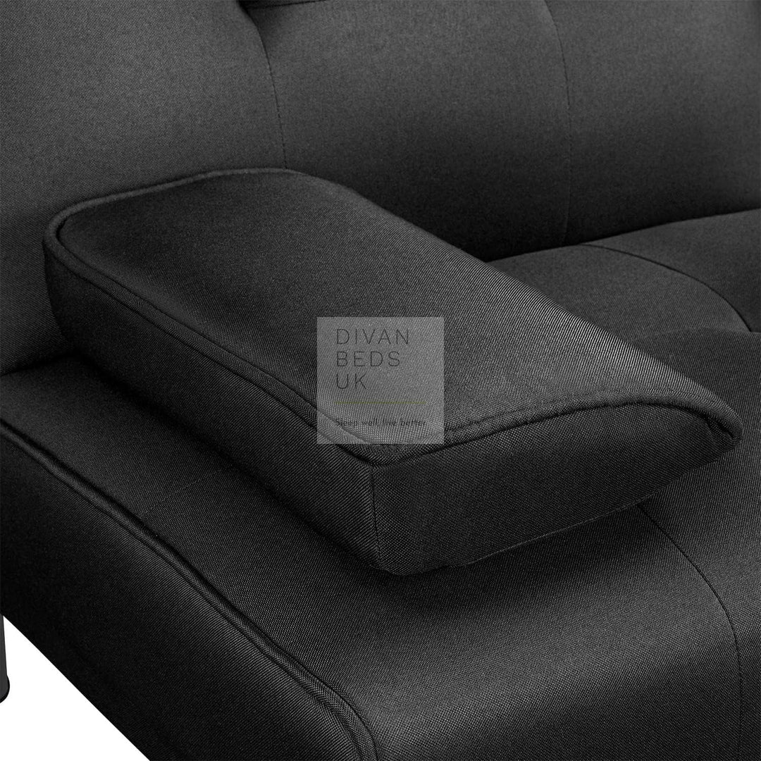 Francesca Black Cotton Sofa Bed with Cup Holders