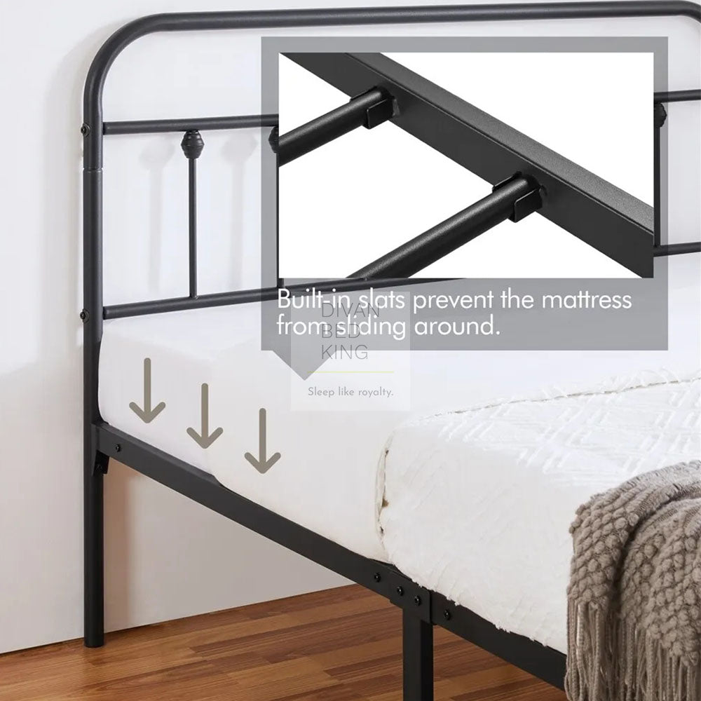 Victorian Black Metal Hospital Vintage Style Bed Frame