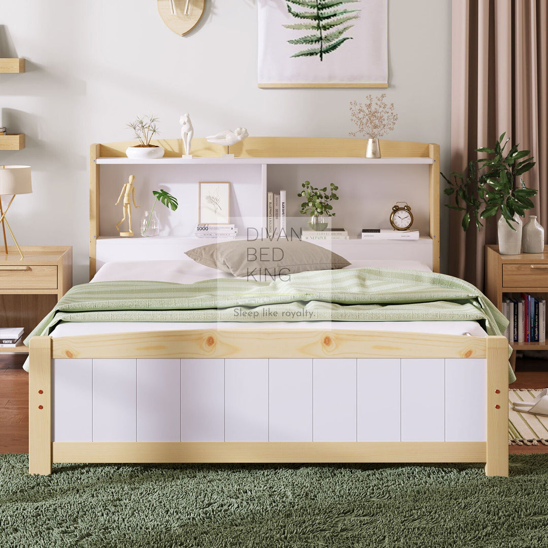 Karisma 4ft6 Double Solid Wooden Bed with Shelves