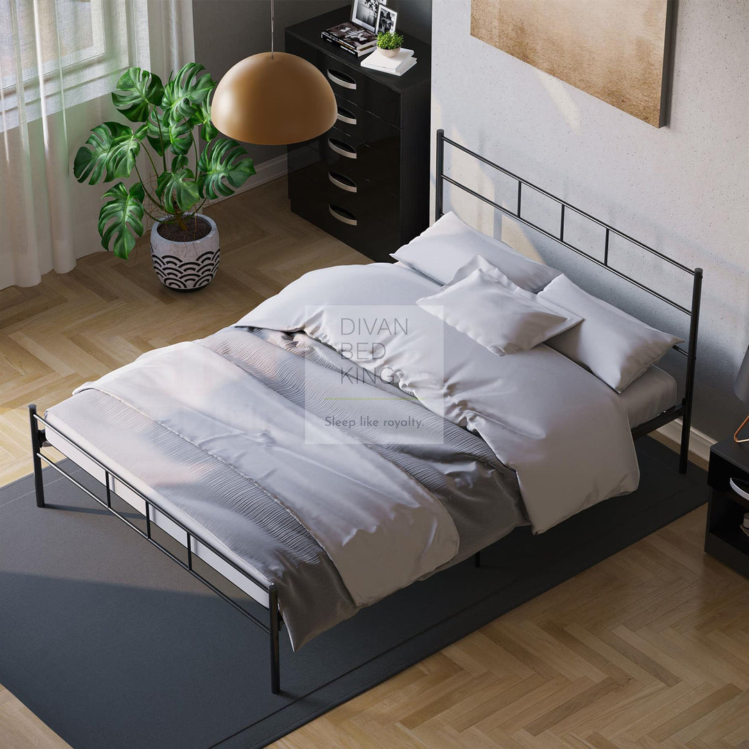 Mathias Black Steel Metal Bed Frame with Drawer Options