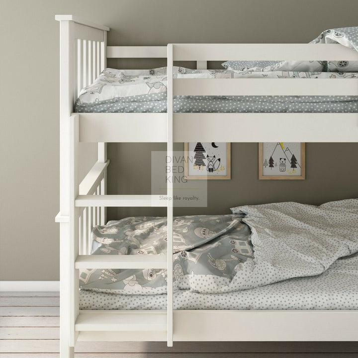 Columbus Detachable White Wooden Bunk Bed