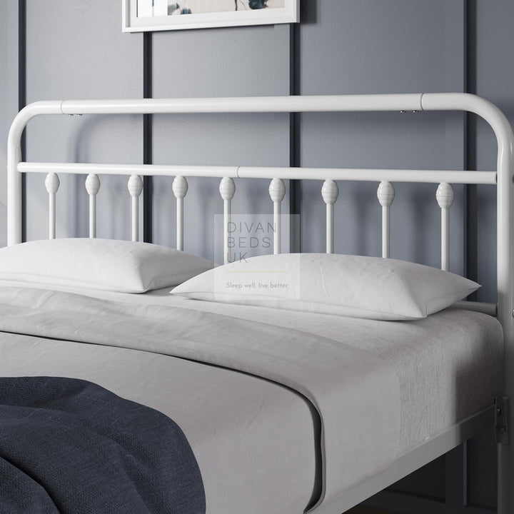 Victorian White Metal Hospital Vintage Style Bed Frame