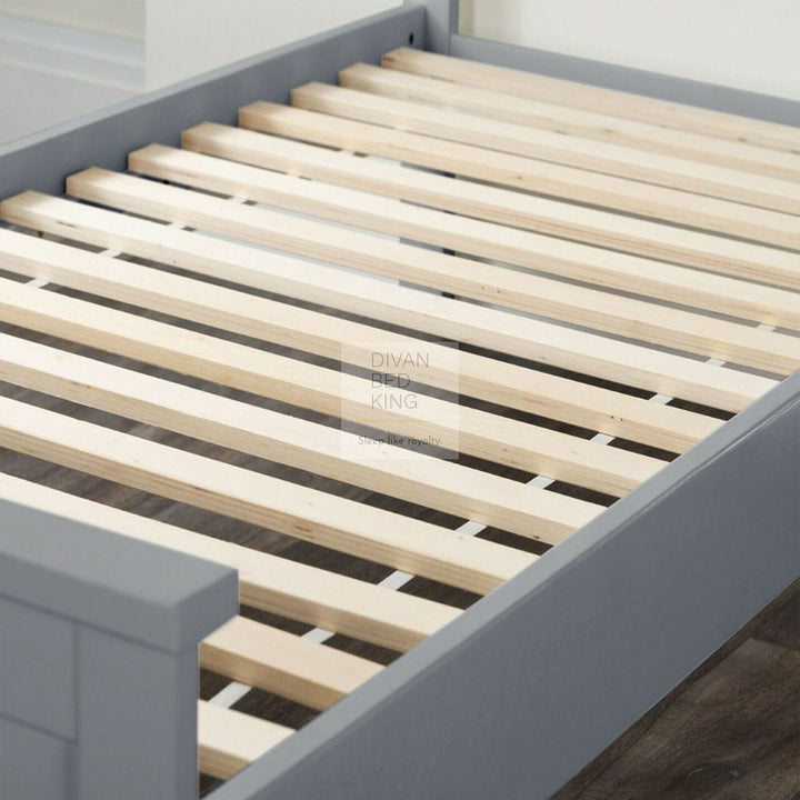 Halvard Grey Wooden Bed with Drawers