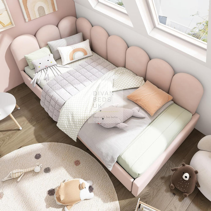 Novara Pink Plush Velvet 2 Drawer Corner 2 Seater Daybed Sofa Bed Couch