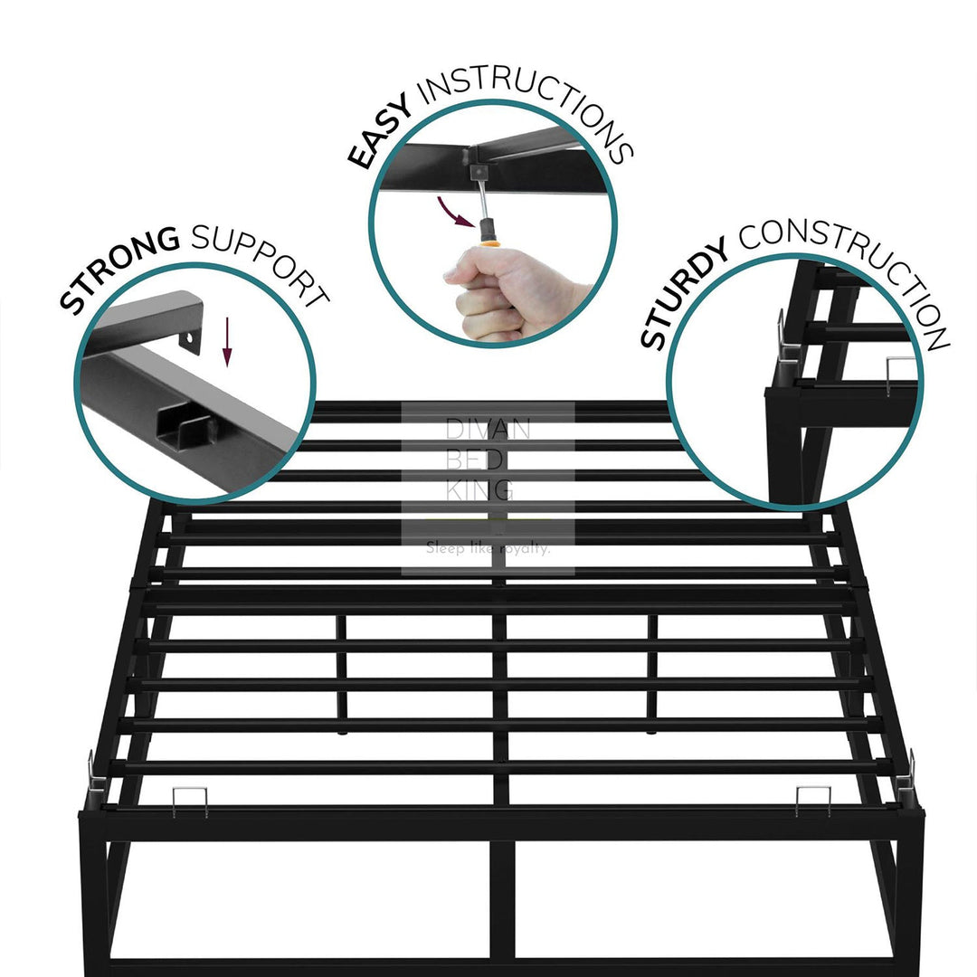 Habitat Black Metal Platform Bed Frame with Mattress Holders