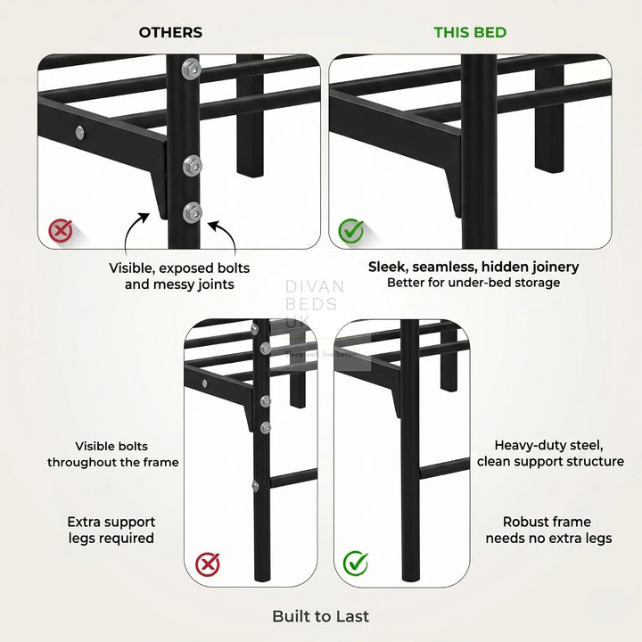 Rosella Crystal Finial Black Metal Bed with Footboard and Optional Drawers
