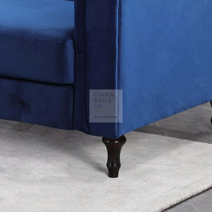 Federico Blue Velvet Convertible 3 Seater Sofa Bed Couch