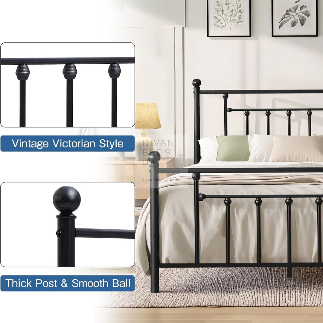 Trapani Black Metal Bed Frame & Optional Drawers