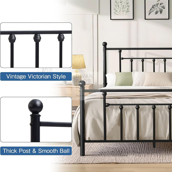 Trapani Black Metal Bed Frame & Optional Drawers
