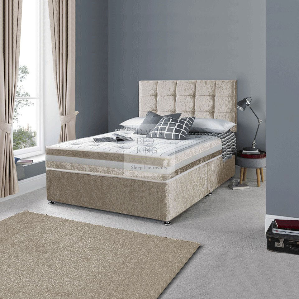 Marcus House Crushed Velvet Divan with 3D Airflow Spring Memory Mattress