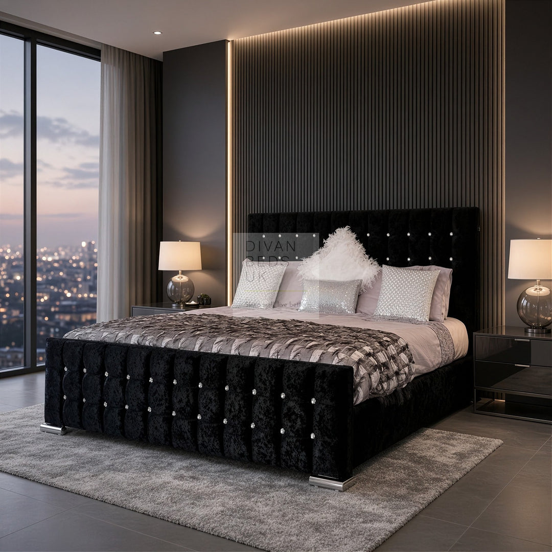 Valencia Luxury Crushed Velvet Upholstered Bed Frame