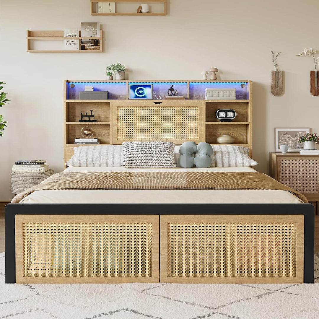 Karisma Solid Wooden Bed with Shelves with Drawer Storage Footend