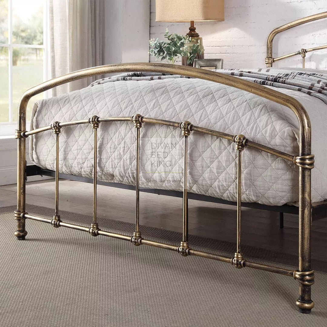 Julian Antique Brass Copper Curved Metal Hospital Style Bed Frame