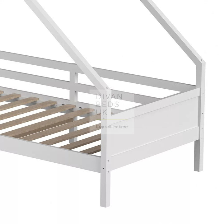 Contessa White Treehouse 3ft Single Bed Wooden with Canopy Kids Sleeper Pine House Low Childs