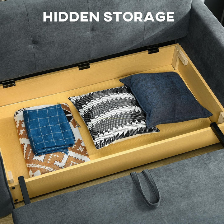 Adamaris 3 in 1 Black Cotton Sofa Bed 2 or 3 Seater with Storage