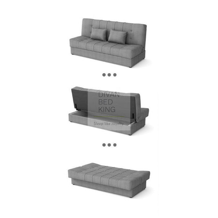 Alsinia Grey Cotton 3 Seater Sofa Bed with Storage