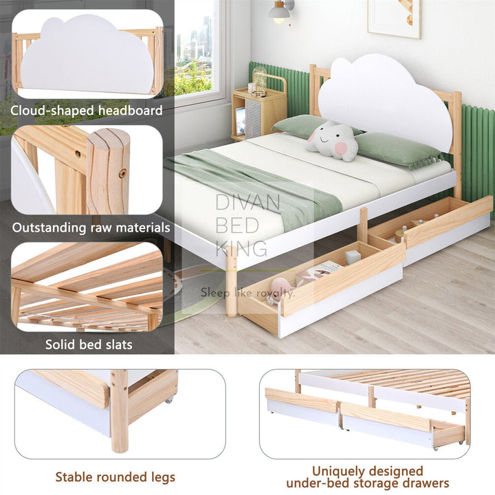 Pedram Wooden Storage Bed Frame with 2 Drawers Included