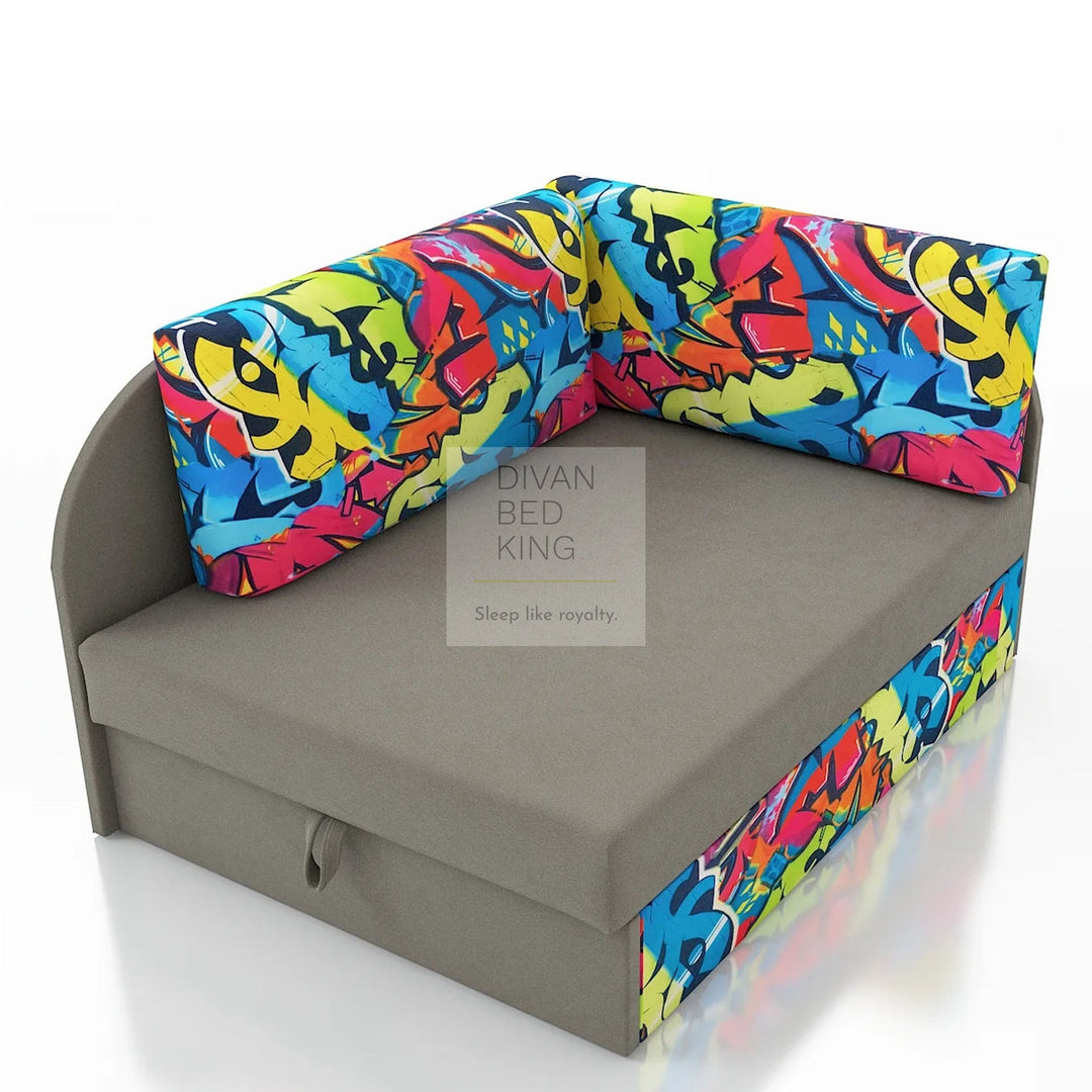 Cuboid Graffiti Corner 2 Seater Sofa Bed with Storage