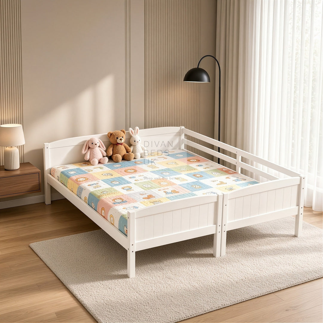 Columbus Detachable White Wooden Bunk Bed