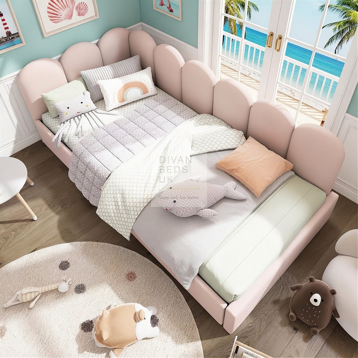Novara Pink Plush Velvet 2 Drawer Corner 2 Seater Daybed Sofa Bed Couch