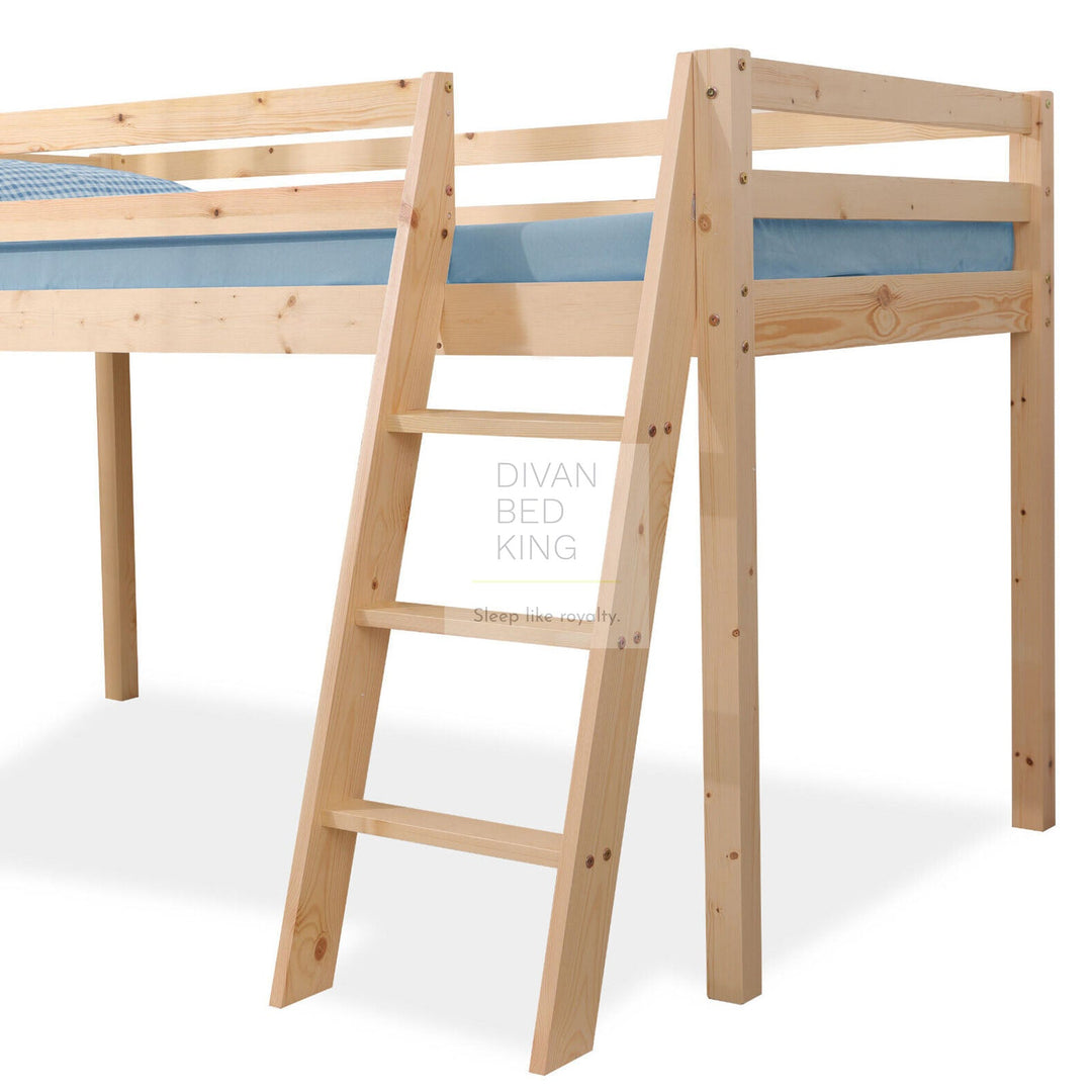 Timothy Slide Kids Pine Wooden Mid Sleeper Cabin Bunk Bed with Ladder