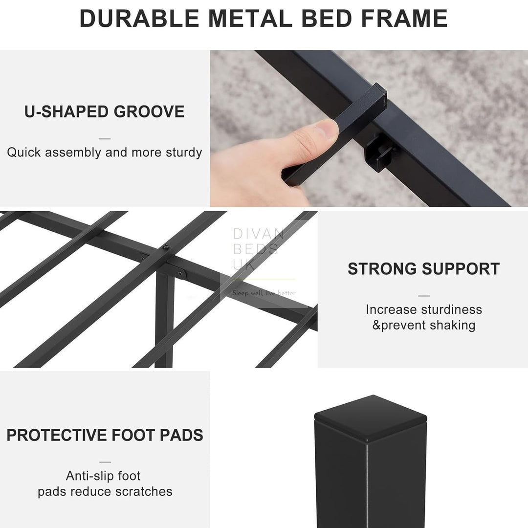 Elena Vintage Scroll Style Black Metal Bed Frame with Matching Footboard