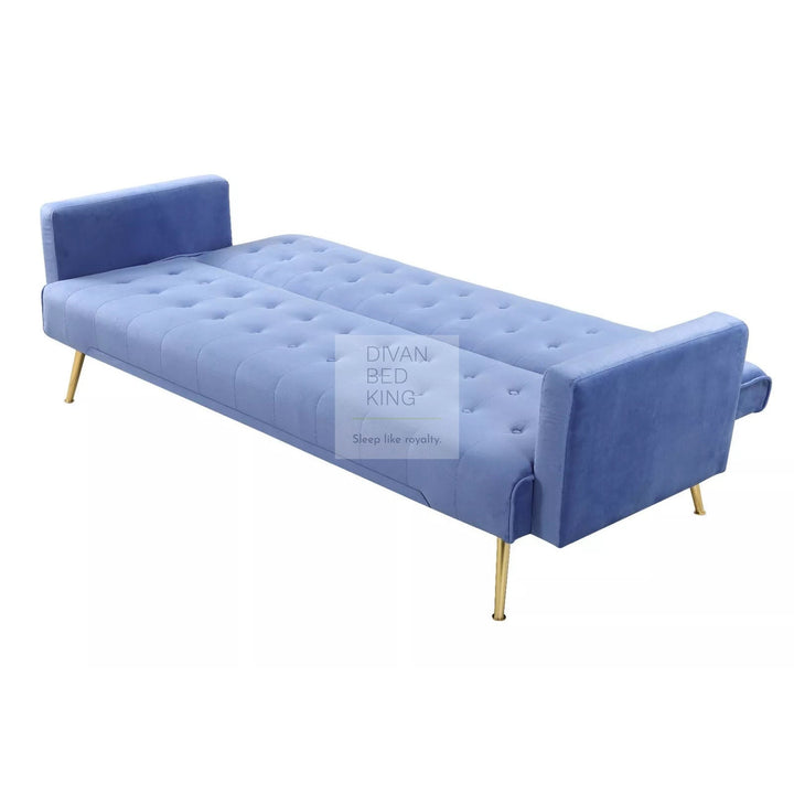 Sterling Sky Blue Plush Velvet 3 Seater Sofa Bed