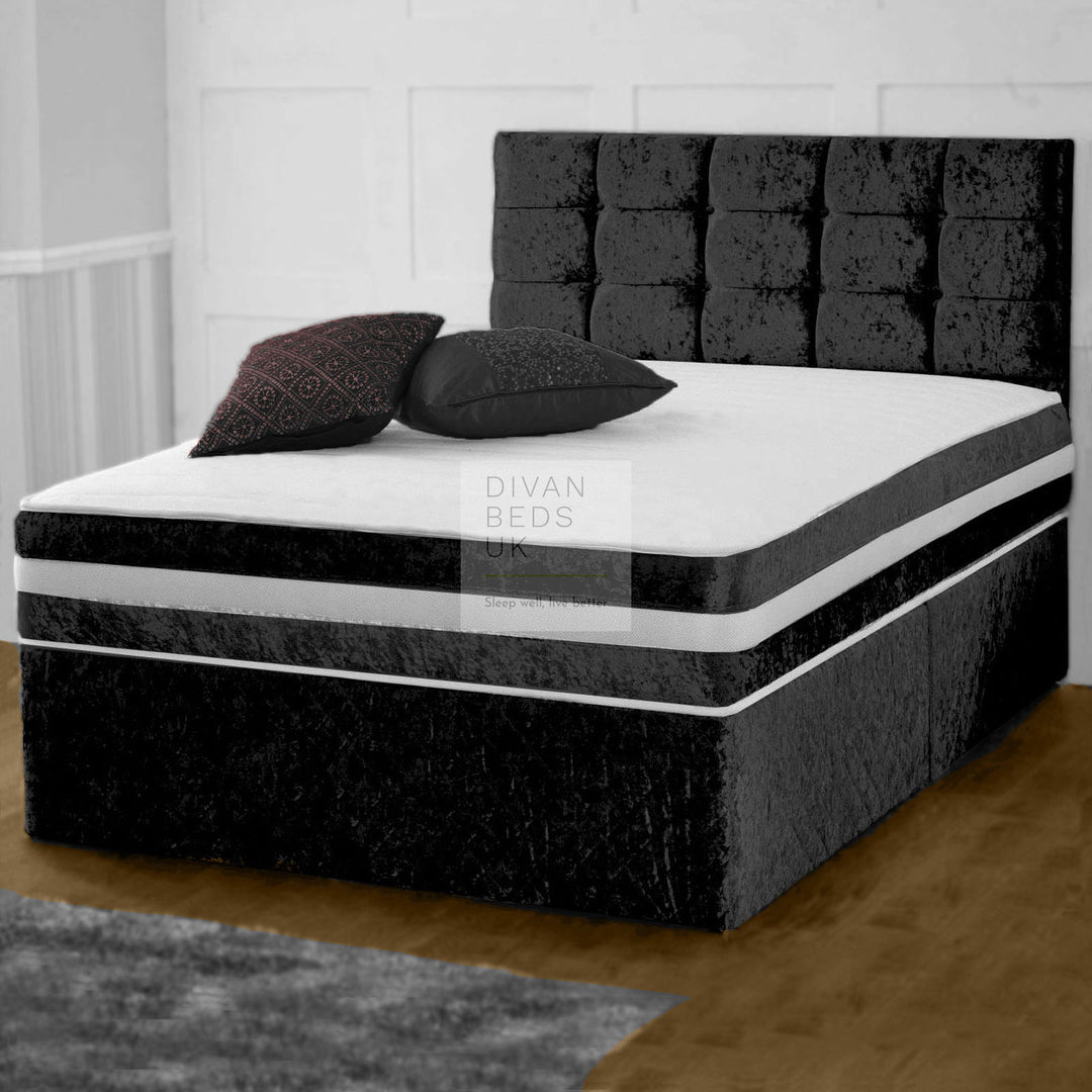 Patrick Crushed Velvet Divan Bed with 1500 Pocket Spring Orthopaedic Mattress Option