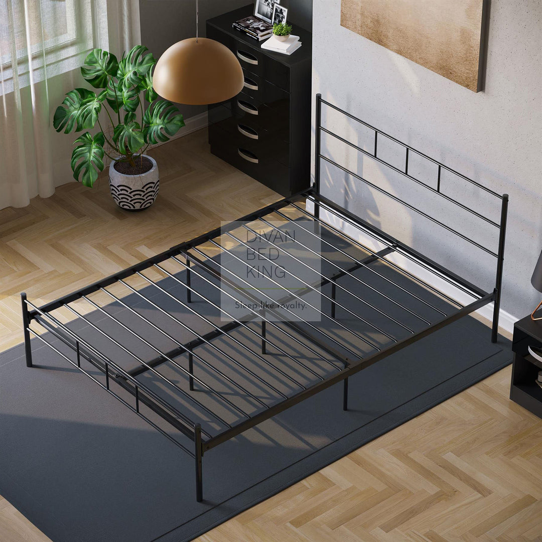 Mathias Black Steel Metal Bed Frame with Drawer Options