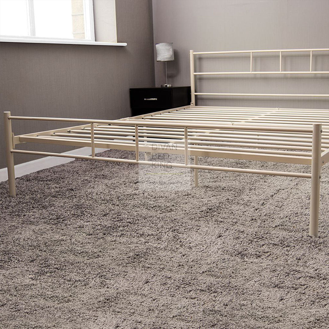 Dravos White Metal Bed Frame With Drawer Options