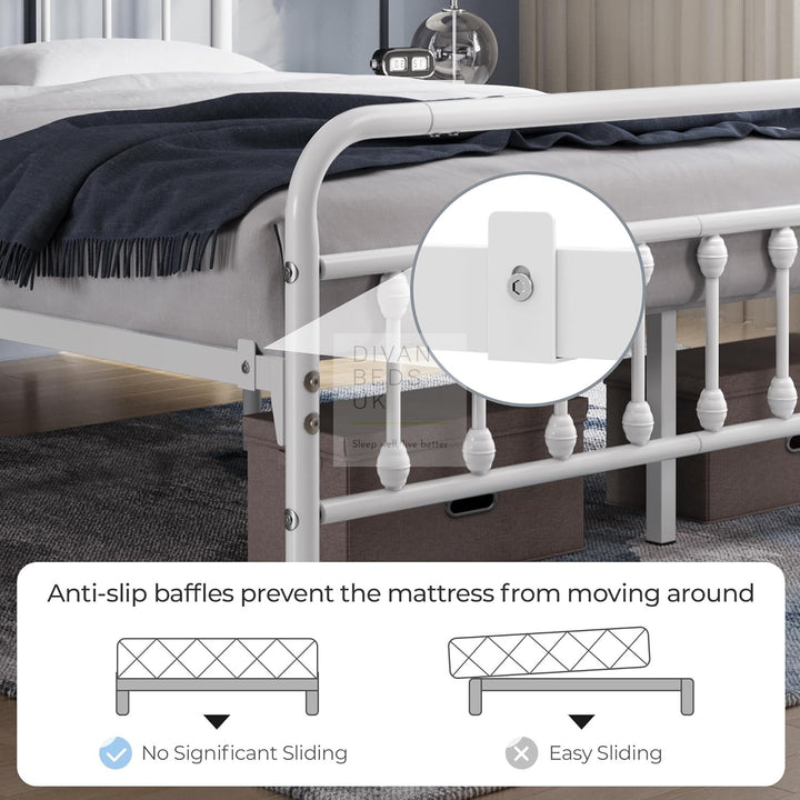 Victorian White Metal Hospital Vintage Style Bed Frame